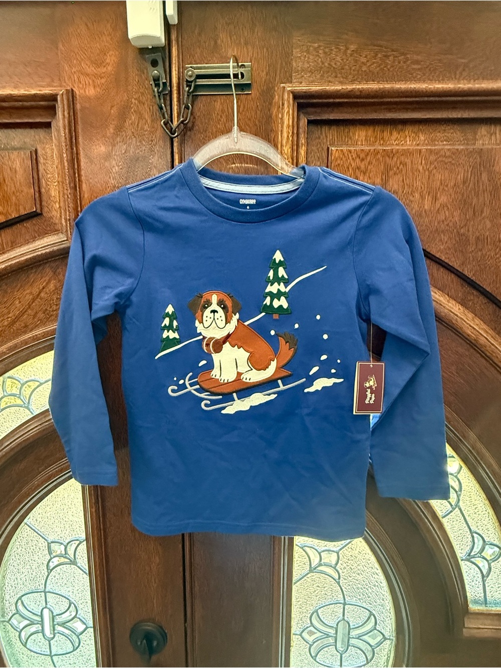 Gymboree Blue Long-Sleeve Tee with Sledding Dog Graphic - Picture 1 of 4